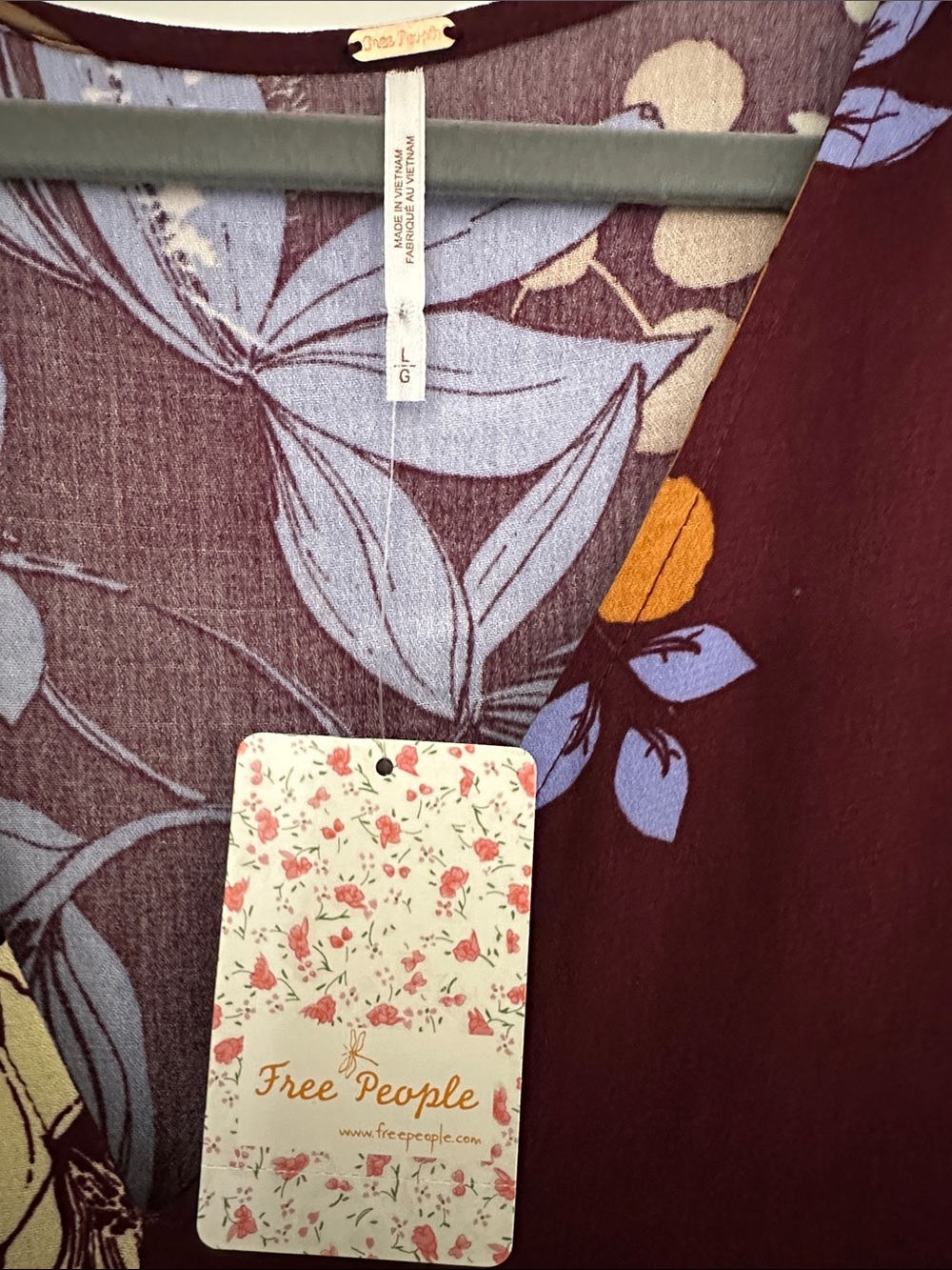 Free People Maroon Floral High-Low Tunic Dress - Picture 3 of 8